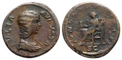 Ancient Coins - Julia Domna (Augusta, 193-217). Æ Sestertius - R/ Juno seated - RARE
