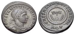 Ancient Coins - Constantine II (as Caesar, 316-337) AE Follis. Aquileia. R/ CAESARVM NOSTRORVM -  VOT X