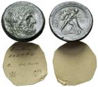 Ancient Coins - ITALY. BRUTTIUM, The Brettii. Circa 211-208 BC. Æ Unit – Drachm. Second Punic War issue. Fourth coinage, “Thunderbolt” group.  NICE !!