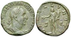 Ancient Coins - Trajan Decius (249-251). Æ Sestertius. Rome, AD 251. R/ GENIUS