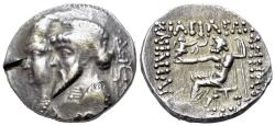 Ancient Coins - Kings of Elymais, Kamnaskires III with Anzaze (c. 82/1-73/2 BC). AR Tetradrachm. Seleukeia on the Hedyphon.