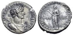 Ancient Coins - Hadrian (AD 117-138). AR Denarius. Rome mint.  R/ PIETAS
