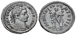 Ancient Coins - Constantine I (AD 307/310-337). Æ Nummus. Londinium (London) mint. Found at Whiteshoots Hill, Bourton-on-the-Water, 1970, on the site of the hoard.