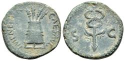 Ancient Coins - Nerva (AD 96-98). Æ Quadrans. Rome. Modius R/ Winged caduceus