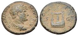 Ancient Coins - Hadrian (117-138). Æ Semis. Rome, 124-5. R/ LYRE