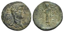 Ancient Coins - Augustus (27 BC-AD 14). Lydia, Hypaepa. Æ - Charixenos Menandrou, magistrate - RARE