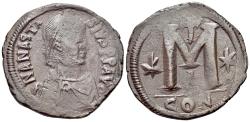 Ancient Coins - Anastasius I (491-518). Æ 40 Nummi - FOLLIS. Constantinople, 498-518. R/ Large M