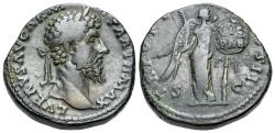 Ancient Coins - Lucius Verus (AD 161-169). Æ Sestertius. Rome mint. Struck AD 166. R/ VICTORY