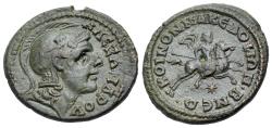 Ancient Coins - Macedon, Koinon of Macedon. Pseudo-autonomous issue. Time of Gordian III (238-244). Æ 29mm. Helmeted head of Alexander III  R/ Horseman