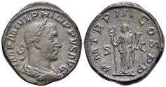 Ancient Coins - Philip I (AD 244-249). Æ Sestertius. Rome, AD 246.  R/ FELICITAS