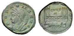 Ancient Coins - Commemorative Series (AD 330). Æ 13mm. Constantinopolis. POP ROMANVS R/ The Milvian Bridge over the Tiber River