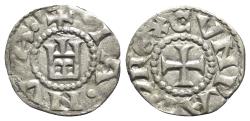 World Coins - Italy. Genova, Republic, c. 1139-1339. AR Denaro. Castle. R/ Cross.