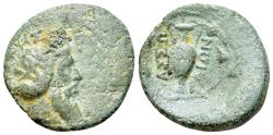 Ancient Coins - Epeiros, Kassope, c. 215-195 BC. Æ 18mm. Head of Dionysos R/ Amphora. EXTREMELY RARE