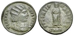 Ancient Coins - Fausta (Augusta, 324-326). Æ Follis. Heraclea, 327-9. R/ Salus or Fausta standing