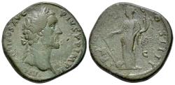 Ancient Coins - Antoninus Pius (138-161). Æ Sestertius. Rome, 157-8. R/ FORTUNA