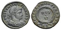 Ancient Coins - Constantine II (as Caesar, AD 316-337). Æ Follis. Rome, 321 AD. Found, Witeshoots Hill, Bourton-on-the-Water, 1975