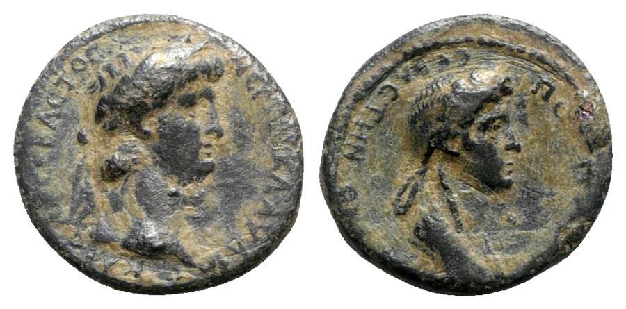 Nero with Poppaea (54-68). Lydia, Thyateira. Æ | Roman Provincial Coins