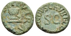 Ancient Coins - Augustus (27 BC-AD 14). Æ Quadrans.  Rome. C. Rubellius Blandus, moneyer, 9 BC. Garlanded altar. R/ Large S C.