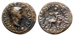 Ancient Coins - Nero (54-68). Æ Semis - Lugdunum - R/ Roma seated