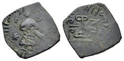 Ancient Coins - ISLAMIC, Umayyad Caliphate. temp. 'Abd al-Malik ibn Marwan. (AH 65-86 / AD 685-705). Æ Fals. Halab (Aleppo) mint.