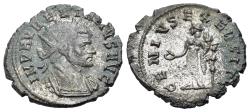 Ancient Coins - Aurelian (AD 270-275) AE (silvered) Antoninianus, Cyzicus, end of 271 AD. R/ GENIUS EXERCITI