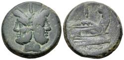 Ancient Coins - ROME REPUBLIC Anonymous, Rome, after 211 BC. Æ As Head of Janus. R/ Prow of galley
