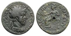Ancient Coins - Marcus Aurelius (161-188). Macedon, Amphipolis. Æ 24mm. R/ Turreted Tyche seated