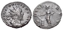 Ancient Coins - Victorinus (Romano-Gallic Emperor, AD 269-271). Æ Radiate / Antoninianus. Treveri, AD 271. R/ SALUS