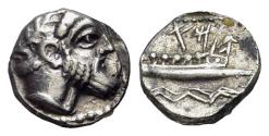 Ancient Coins - Phoenicia. Arados. Uncertain king (Circa 380-351/0 BC). AR Obol - 1/12 Shekel R/ GALLEY