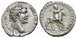 Ancient Coins - Septimius Severus (AD 193-211). AR Denarius. Rome mint. Struck AD 196-197. R/  Septimius Severus on horseback
