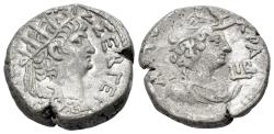 Ancient Coins - EGYPT, Alexandria. Nero. AD 54-68. BI Tetradrachm. Dated RY 12 (AD 65/6). R/ Bust right of Alexandria