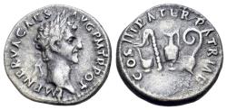 Ancient Coins - Nerva (AD 96-98). AR Denarius. Rome mint. R/ Sacrificial implements: sacrificial implements: simpulum, aspergillum (sprinkler), jug and lituus.