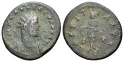 Ancient Coins - Allectus (Romano-British Emperor, AD 293-296) Æ Antoninianus. 'C' mint. R/ LAETITIA