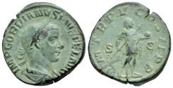 Ancient Coins - Gordian III (AD 238-244) Æ Sestertius. Rome, AD 241-244. R/ Emperor standing