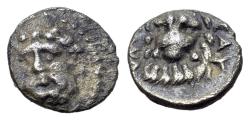Ancient Coins - Cilicia, Isaura, c. 333-322 BC. AR Hemiobol. Head of Herakles facing slightly  R/ Head of lion facing VERY RARE
