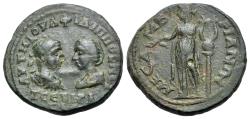 Ancient Coins - Thrace. Mesambria. Philip I and Otacilia Severa (244-249). Æ. Confronted busts of Philip I, and Otacilia Severa. R/Apollo standing l., holding plectrum and lyre on column.