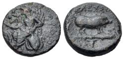 Ancient Coins - Attica, Eleusis (339-322 BC). Æ (7mm. R/ BOAR