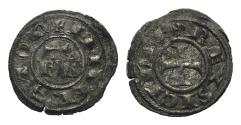 World Coins - Italy, Sicily, Messina. Federico II (1197-1250). BI Half Denaro with FR RARE