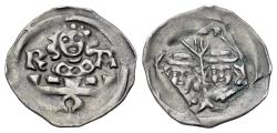 World Coins - Germany. Bayern. Duchy of Bavaria. Otto III (1290-1312). AR Pfennig. Regensburg. Bust of the duke facing R/ Two dukes within architectural frame