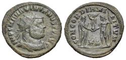 Ancient Coins - Maximianus Herculius (286-305). Æ Antoninianus. Cyzicus.  Bust r. R/ CONCORDIA MILITVM/ KΔ between.