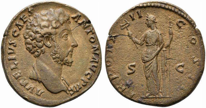 Marcus Aurelius (Caesar, 139-161). Æ Sestertius. Rome, 157-8. R ...