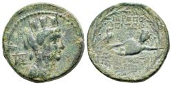 Ancient Coins - Cilicia, Hieropolis-Kastabala. Civic Issue . Circa 2nd-1st Century BC. Æ 21mm R/ River-God Pyramos