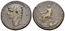 Ancient Coins - Nero Claudius Drusus (father of Claudius, Died 9 BC) Æ Imitative Sestertius. Uncertain mint (in the Balkans?) copying Rome, after AD 41-50.