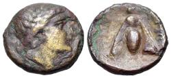 Ancient Coins - Cyclades, Koresia on Keos Æ (18mm, 5.10g., 11h). Circa late 3rd century BC. R/ BEE EXCEEDINGLY RARE