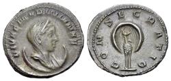 Ancient Coins - Diva Mariniana (died before AD 253). AR Antoninianus. Consecration issue. R/ PEACOCK