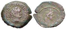 Ancient Coins - Vespasian (69-79). Egypt, Alexandria. Æ Diobol. Laureate head r. R/ Draped bust of Isis