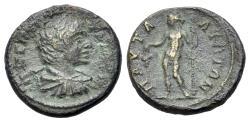 Ancient Coins - Thrace, Pautalia. Geta (As Caesar, AD 198-209). Æ Hemiassarion R/ DIONSOS