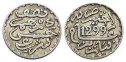 Ancient Coins - Morocco, Moulay al-Hasan I (AH 1290-1311/AD 1873-1894), AR 1/2 Dirham, AH 1299 (AD 1882), Paris mint.