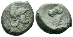 Ancient Coins - ROMAN REPUBLICAN Anonymous Half Unit After 276, Æ 16mm R/ Bridled horse's head / ROMANO