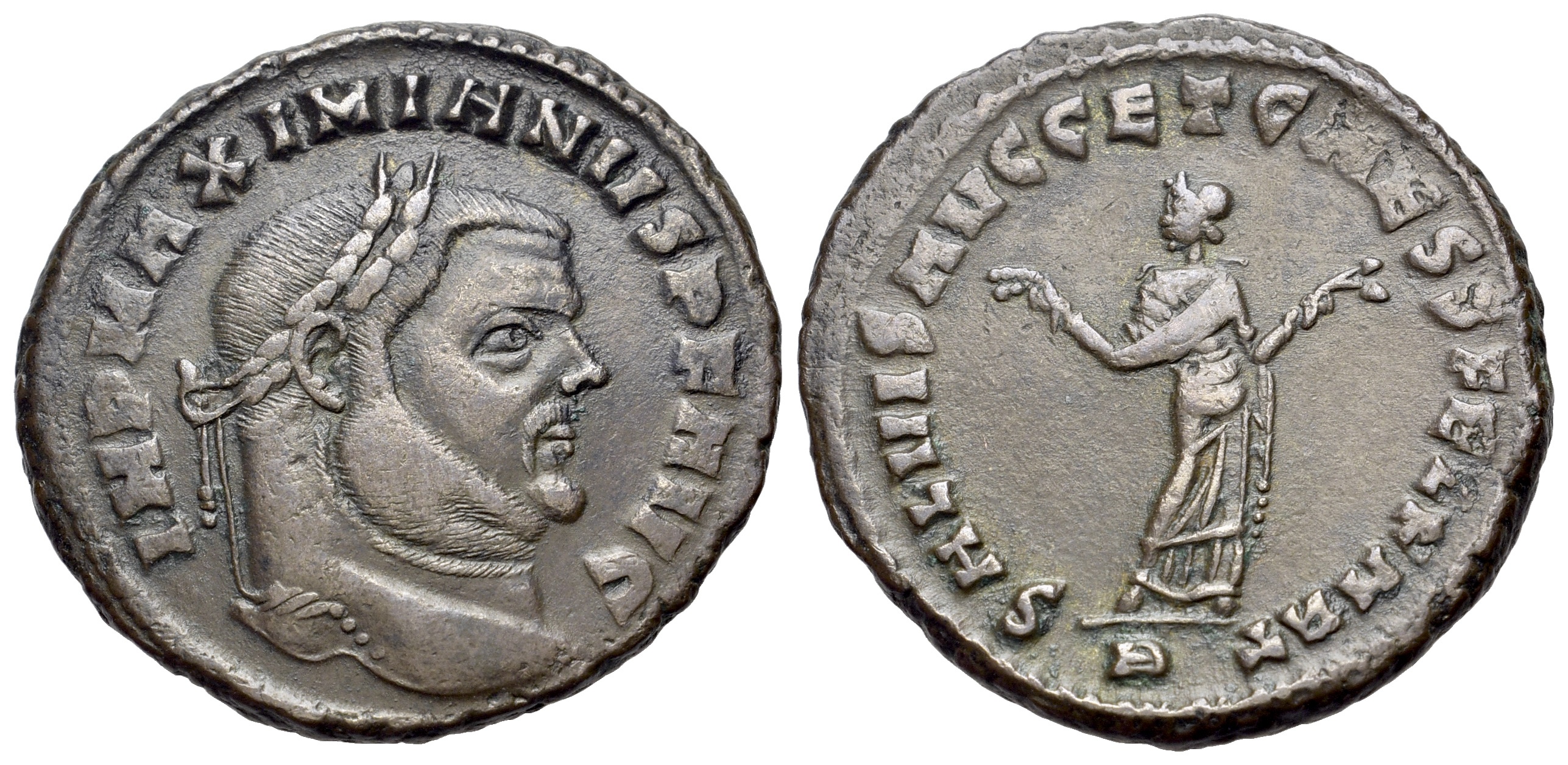 Maximinus II (as Caesar AD 305-309). Æ Follis. Carthage. R/ CHARTAGE ...